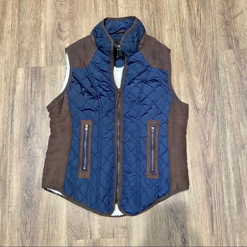 Boutique Navy and Brown Quilted Vest